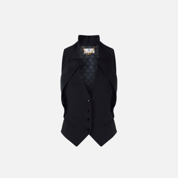 Waistcoat in lightweight crêpe fabric with satin lapels