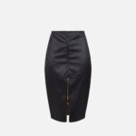 Skirt in taffeta fabric with ostrich print