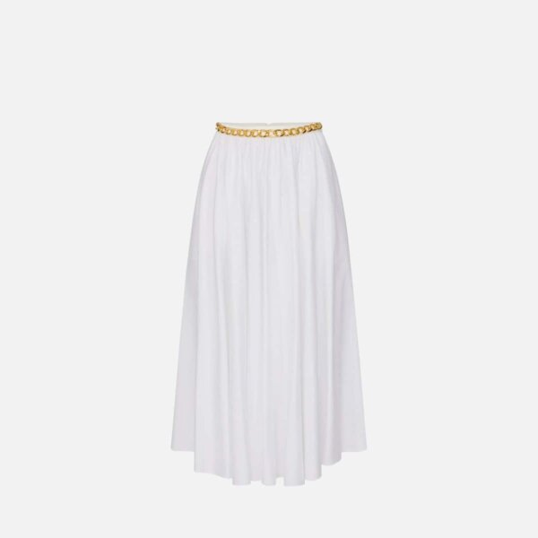 Stretch cotton skirt with jewel detail