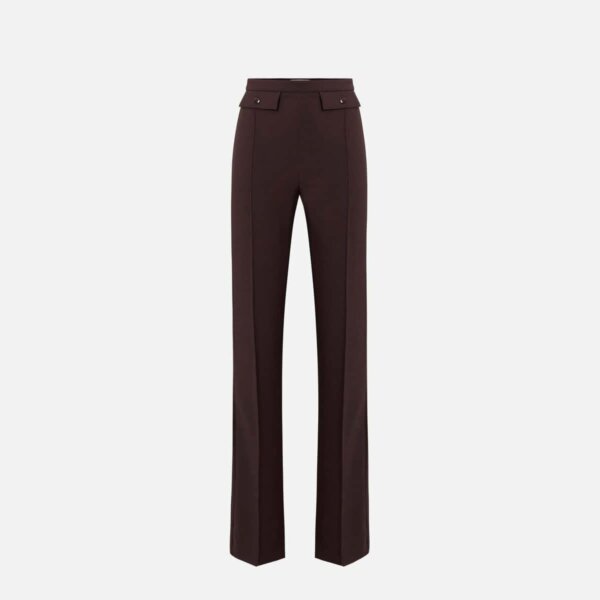 Trousers in lightweight crêpe and satin fabrics
