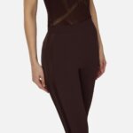 Trousers in lightweight crêpe and satin fabrics