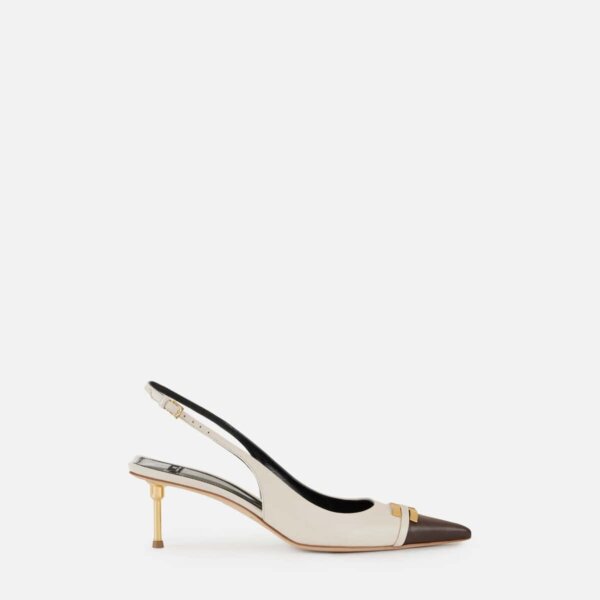 Two-colour leather slingbacks