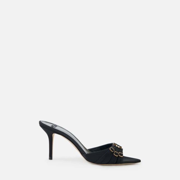 Leather mules with straps