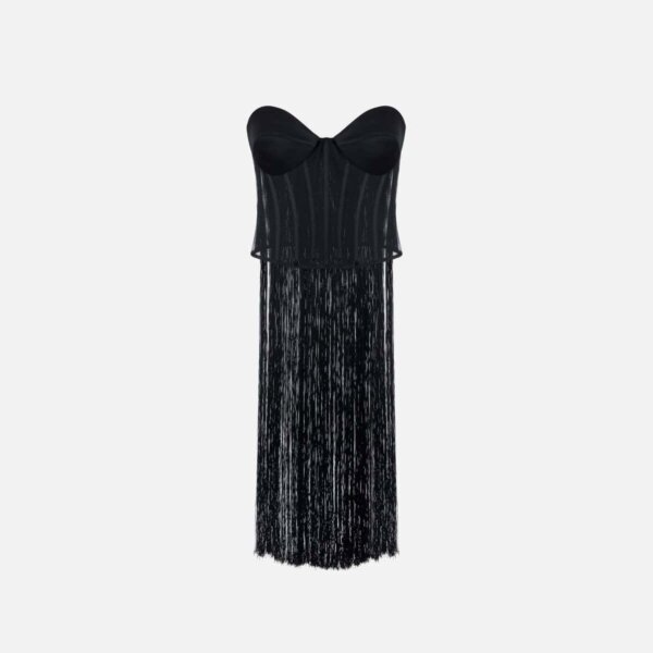 Tulle bustier top with fringes