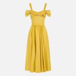 Stretch cotton dress with jewel chain