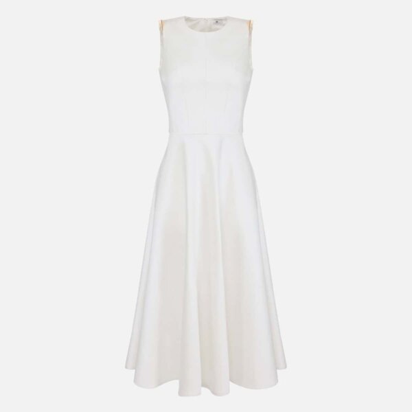 Duchess satin dress with jewel details on the shoulders