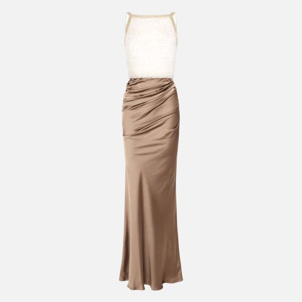 Red Carpet dress in satin and tulle fabrics