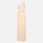 Red Carpet dress in crepon fabric with embroideries