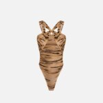 Jersey bodysuit with tiger print