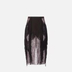 Floral lace skirt with fringes