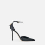 Ostrich texture sandals with jewel padlock