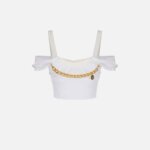 Stretch cotton top with necklace