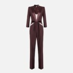 Jumpsuit in lightweight crêpe fabric with two-colour cut-outs