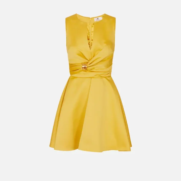 Duchess satin dress with jewel detail
