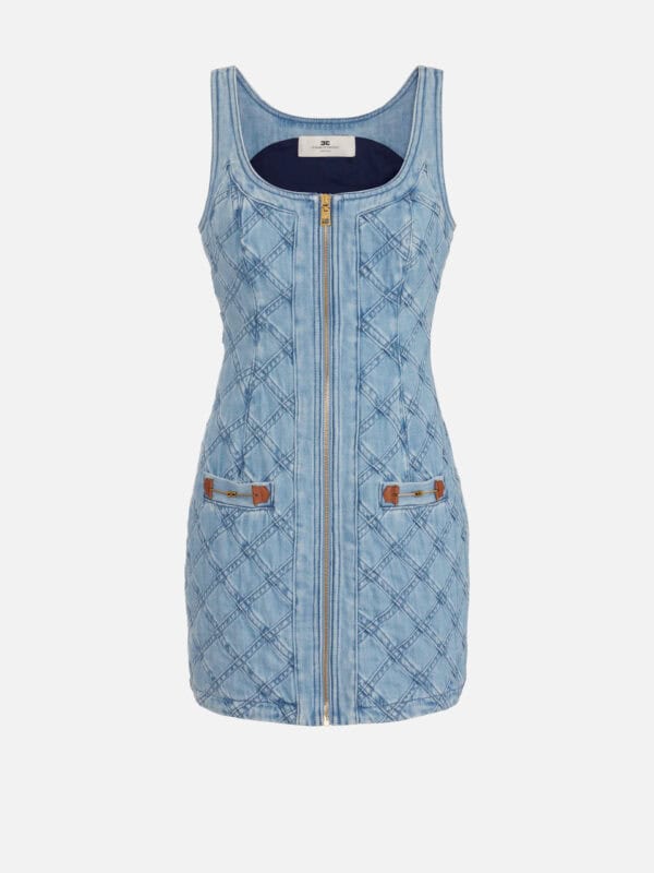 Denim mini dress with diamond design