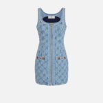Denim mini dress with diamond design