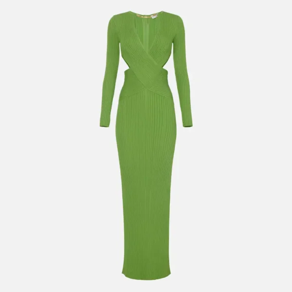 Red Carpet dress in openwork knit fabric with jewel detail