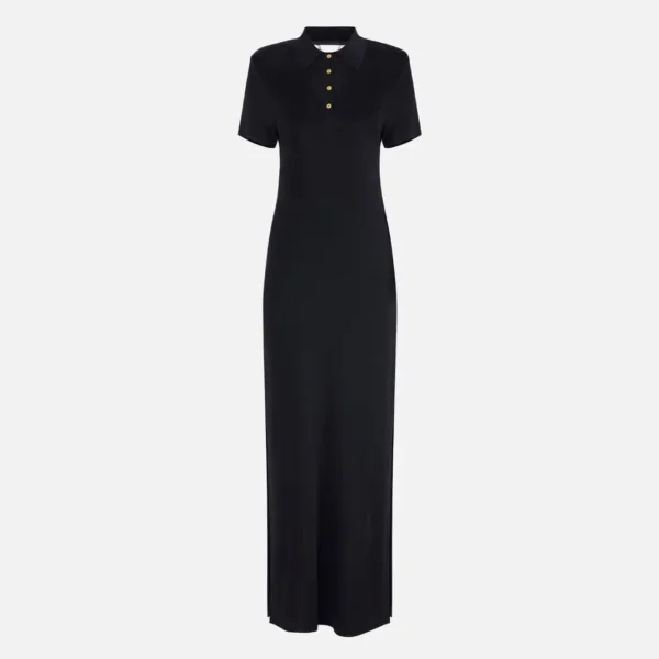 Knit dress with polo-shirt collar