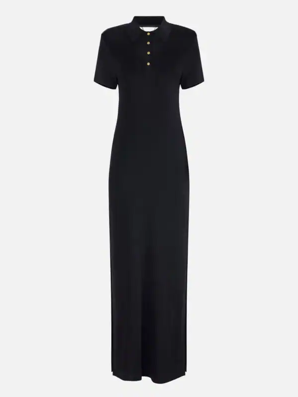 Knit dress with polo-shirt collar