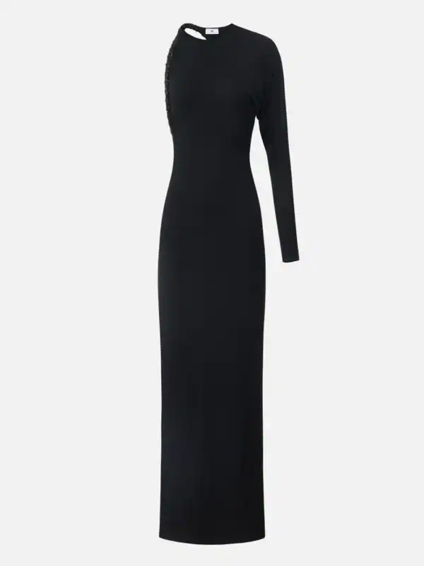 Red Carpet dress in crêpe jersey fabric with crystals