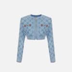 Denim jacket with diamond design