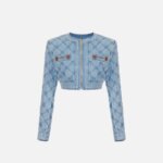 Denim jacket with diamond design