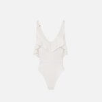 Full Milano stitch knit bodysuit with flounces