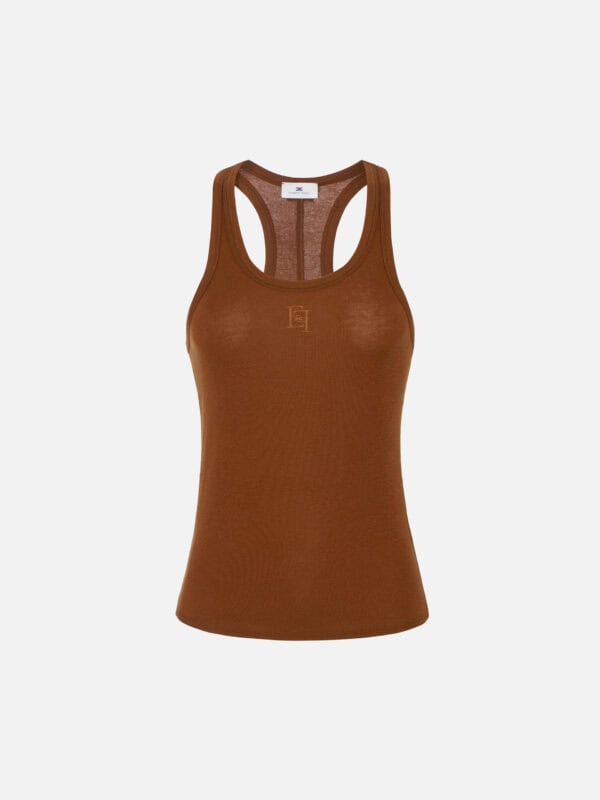 Tank top in lightweight jersey fabric with embroidered logo