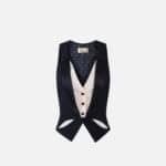 Waistcoat in lightweight crêpe fabric with two-colour cut-outs