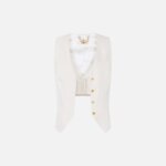 Linen-blend and crêpe waistcoat