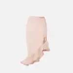 Skirt in crêpe and satin fabrics with flounce