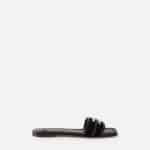 Leather flat sandal with logo detail