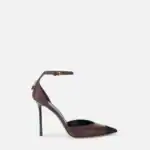 Ostrich texture sandals with jewel padlock