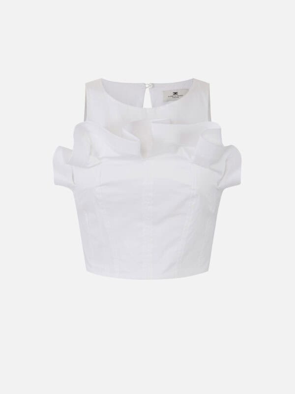 Stretch cotton top with flounce