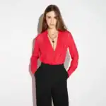 Bodysuit in georgette fabric with jewel chain