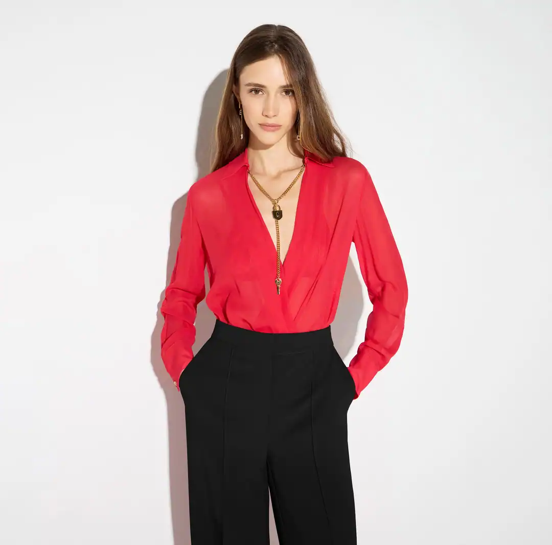 CB00966E2_CG5_1_D Bodysuit in georgette fabric with jewel chain - Image 1