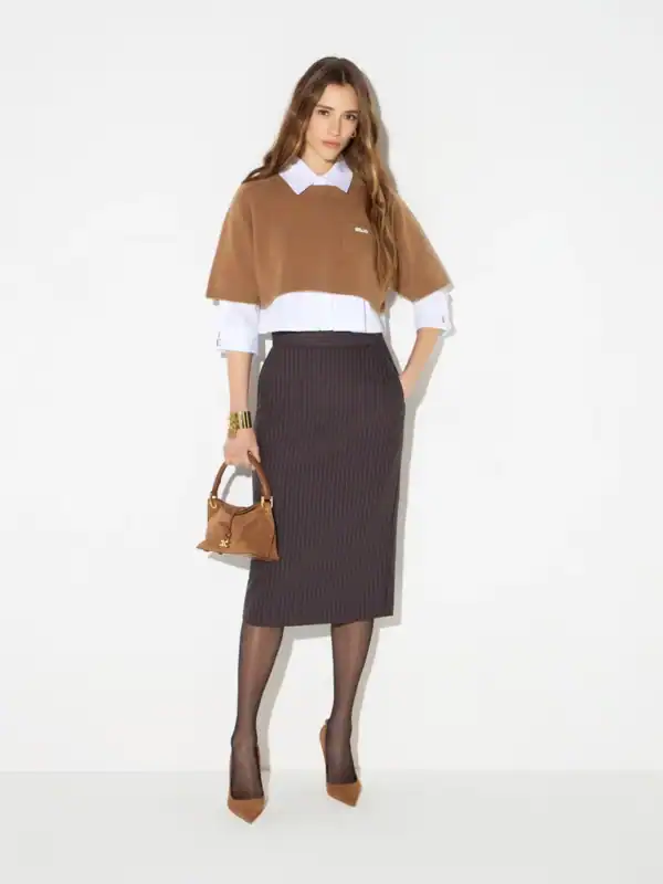 Pinstriped skirt in cool wool fabric