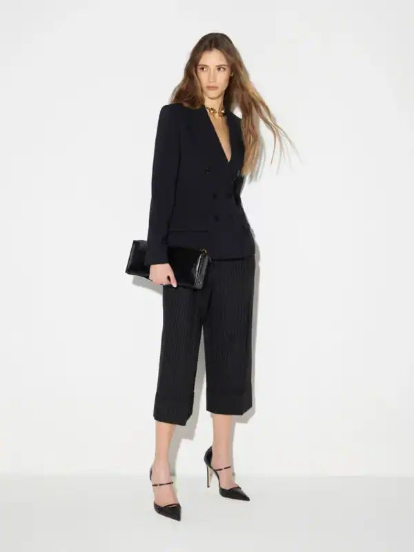 Pinstriped trousers in cool wool fabric