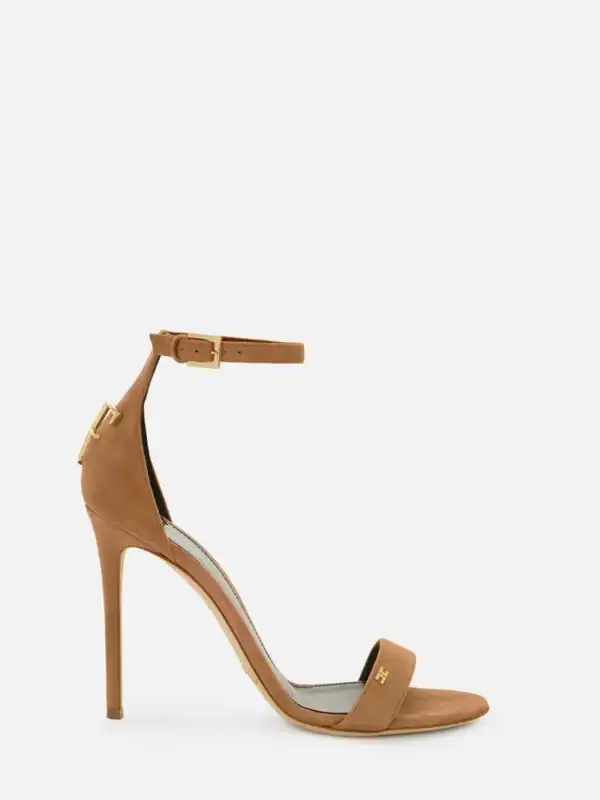 Suede sandal with logo detail