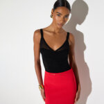 Bodysuit in knit and lace fabric