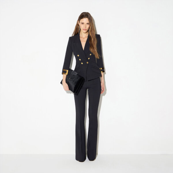 Jacket in double layer stretch crêpe fabric with jewel logo