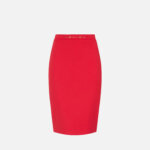 Skirt in stretch double-layer crêpe fabric with jewel detail