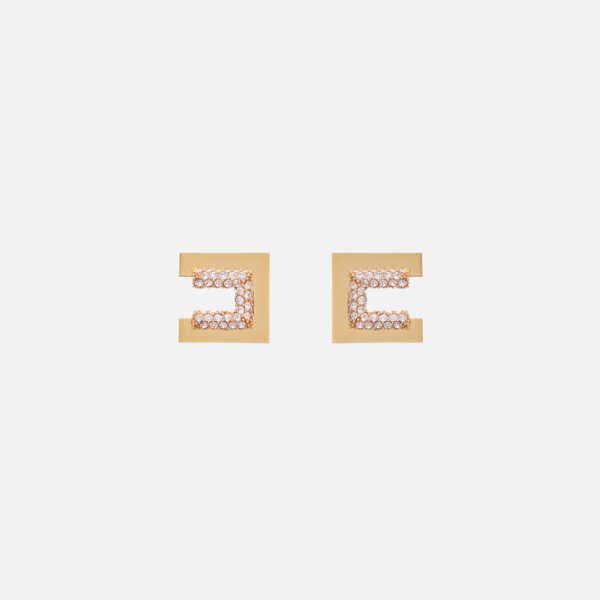 Earrings with logo and rhinestones