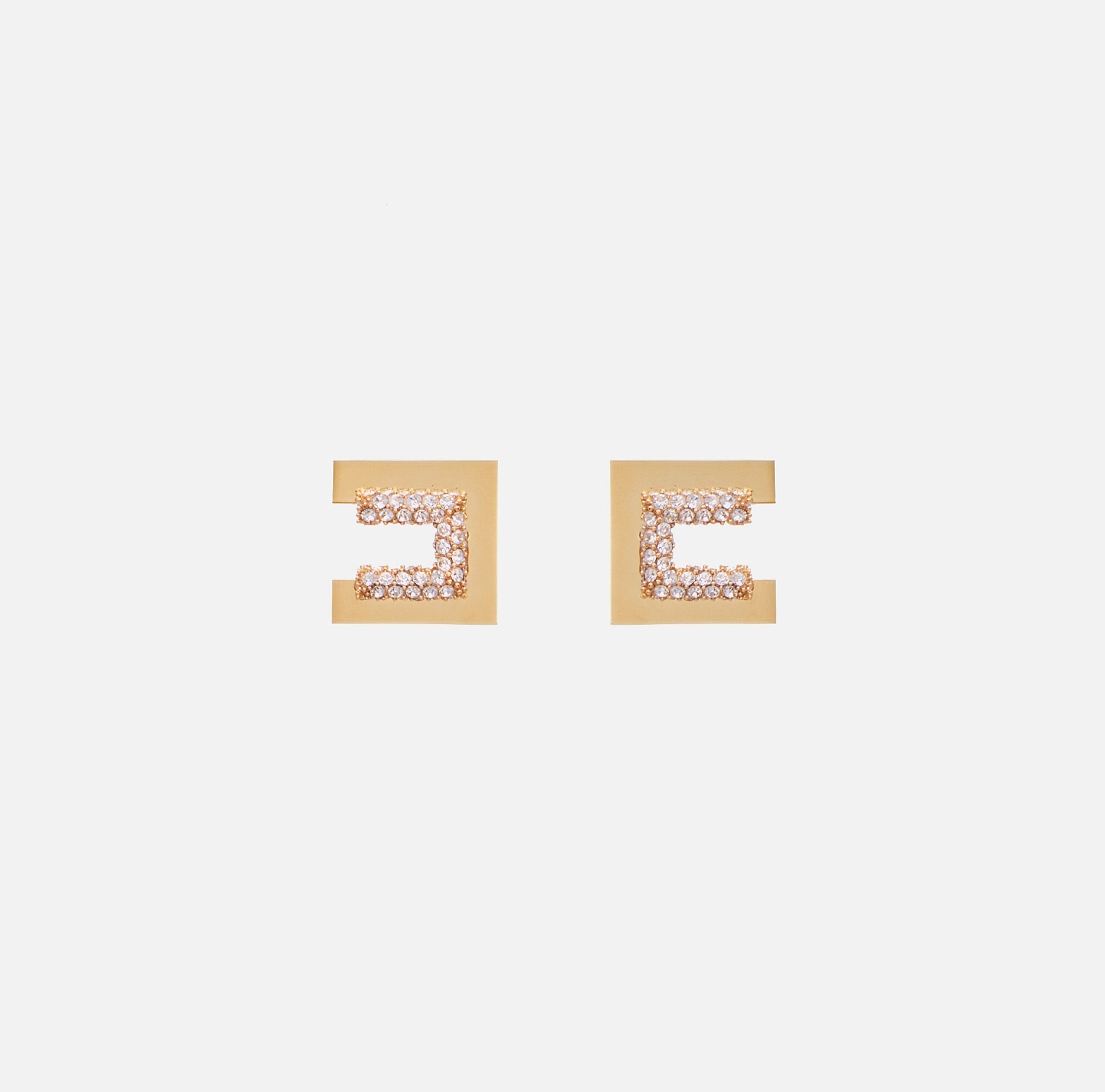 Earrings with logo and rhinestones