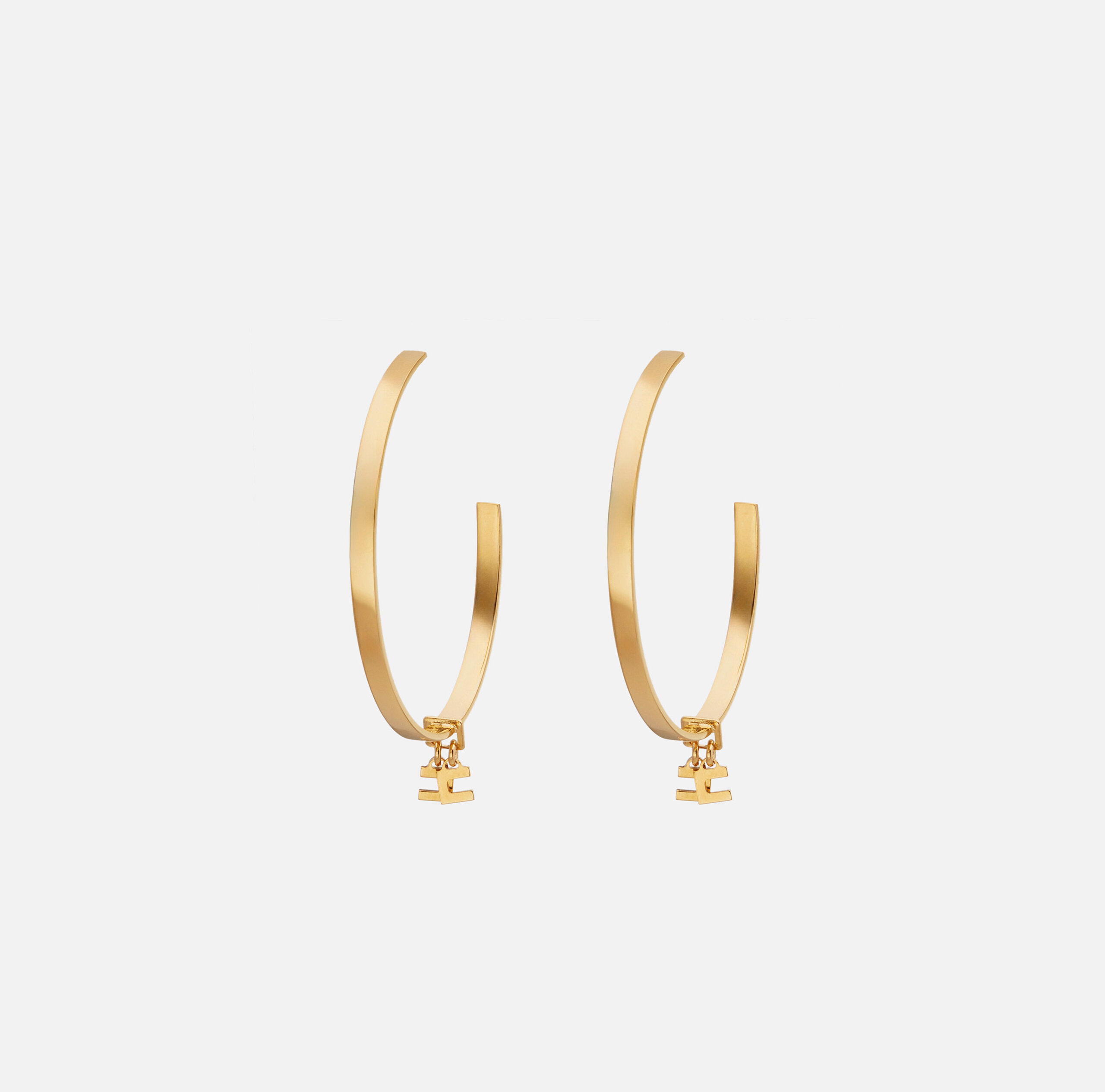 Curved earrings with logo