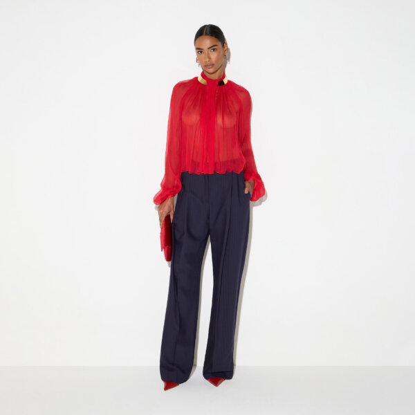 Pinstriped trousers in cool wool fabric