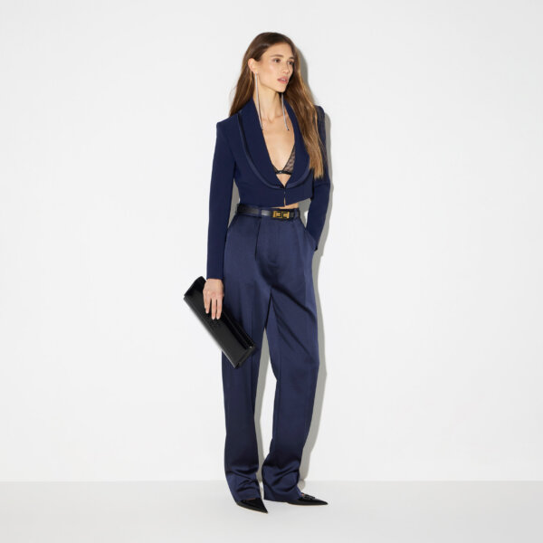 Stretch satin trousers