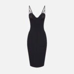 Dress in lightweight crêpe and satin fabrics