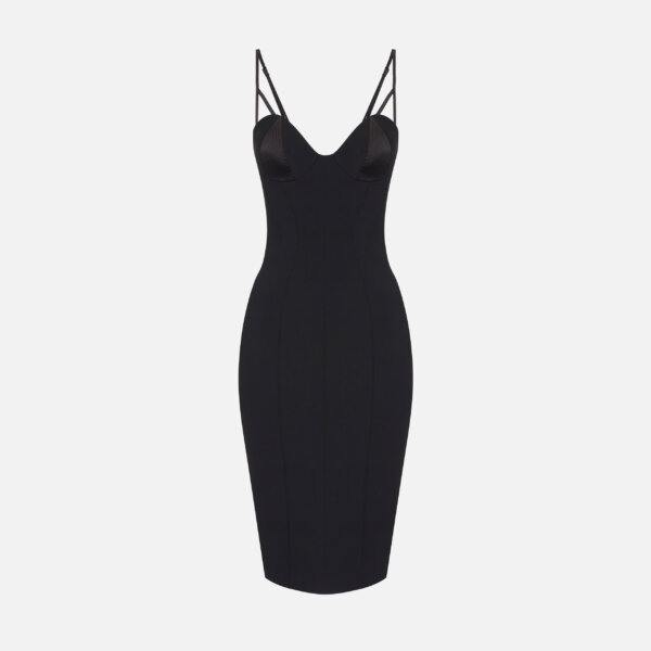 Dress in lightweight crêpe and satin fabrics