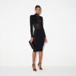 Dress in knit and lace fabric